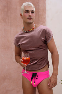 Classic Cut Swim Brief- HOT PINK